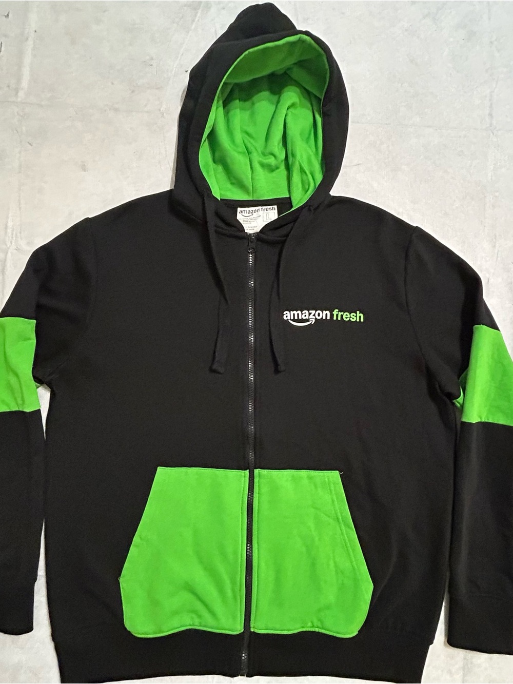 Amazon FRESH Zip Up Jacket Hoodie Unisex Softshell Fleece Delivery Employee Sz L